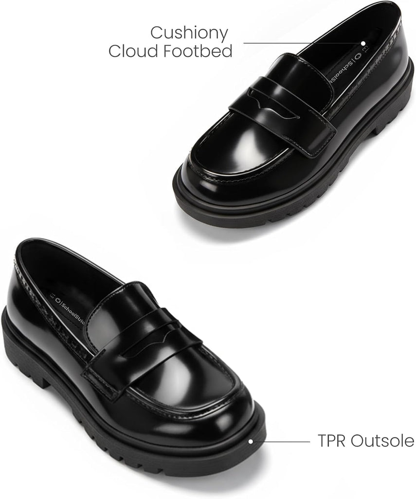 Kids Loafers Boys Dress Shoes for Girls School Penny Loafers Chunky Platform Slip On Flats Uniform Church Moccasins