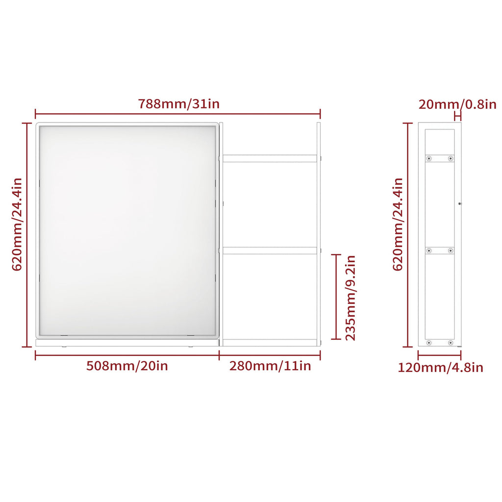 Bathroom Mirror with Shelf 31" x 24" Wall Mirror with Storage