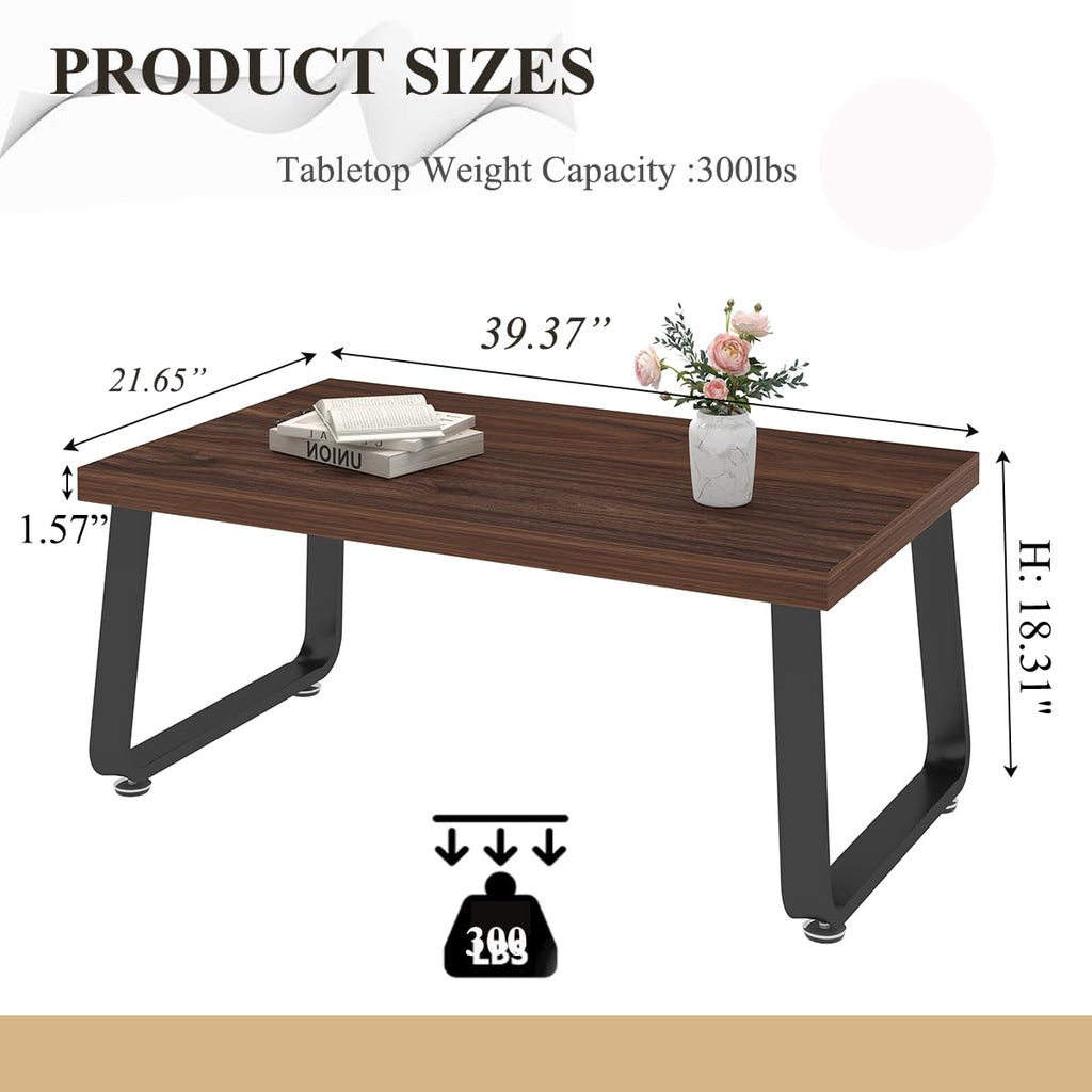 39" Wood Rectangle Coffee Table, Walnut