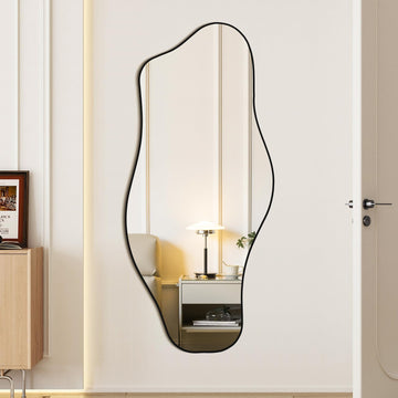 Irregular Mirror 47"x21" Cloud Vanity Mirror Wall Decor, Black