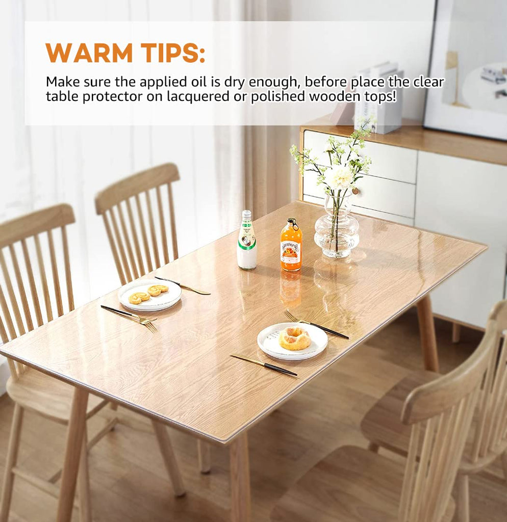 Clear Table Protector Cover 48x84 Inch Clear Tablecloth Vinyl Plastic Desk Pad Mat for Wood Kitchen Coffee
