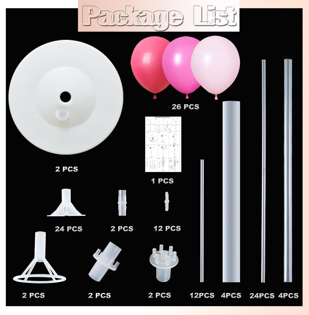 Balloon Column Kit Set of 2 With Balloons Included - Balloon Tower with Stand, Base, and Pole, Backdrop Decoration for
