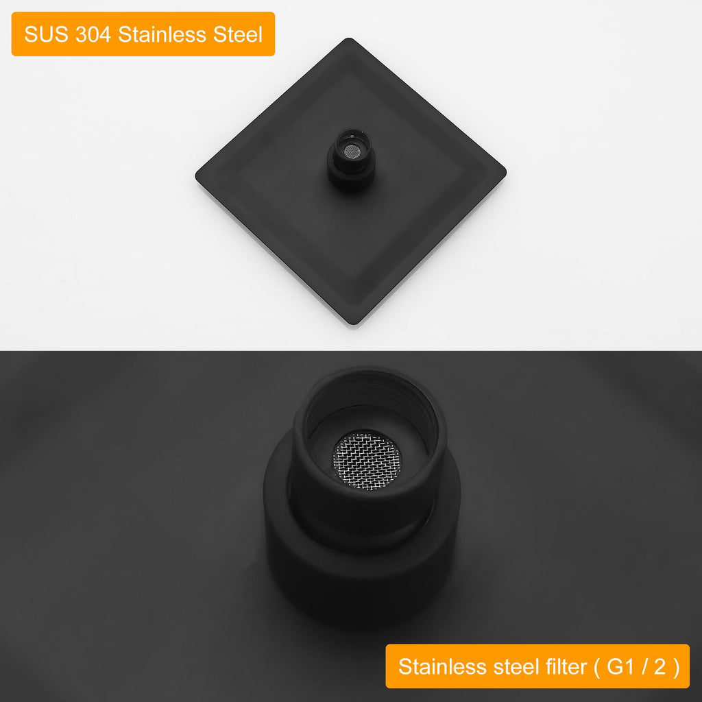 6 In Rain Shower Head High Pressure Rainfall Shower Head Matte Black