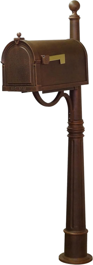 Berkshire Curbside Mailbox with Aluminum Post - Copper Mailbox with Ashland Post