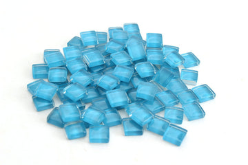 4/10 Inch (10mm) Blue Crystal Glass Mosaic Tile, 3 Pound (48 oz) Bulk Assortment of Mosaic Tiles