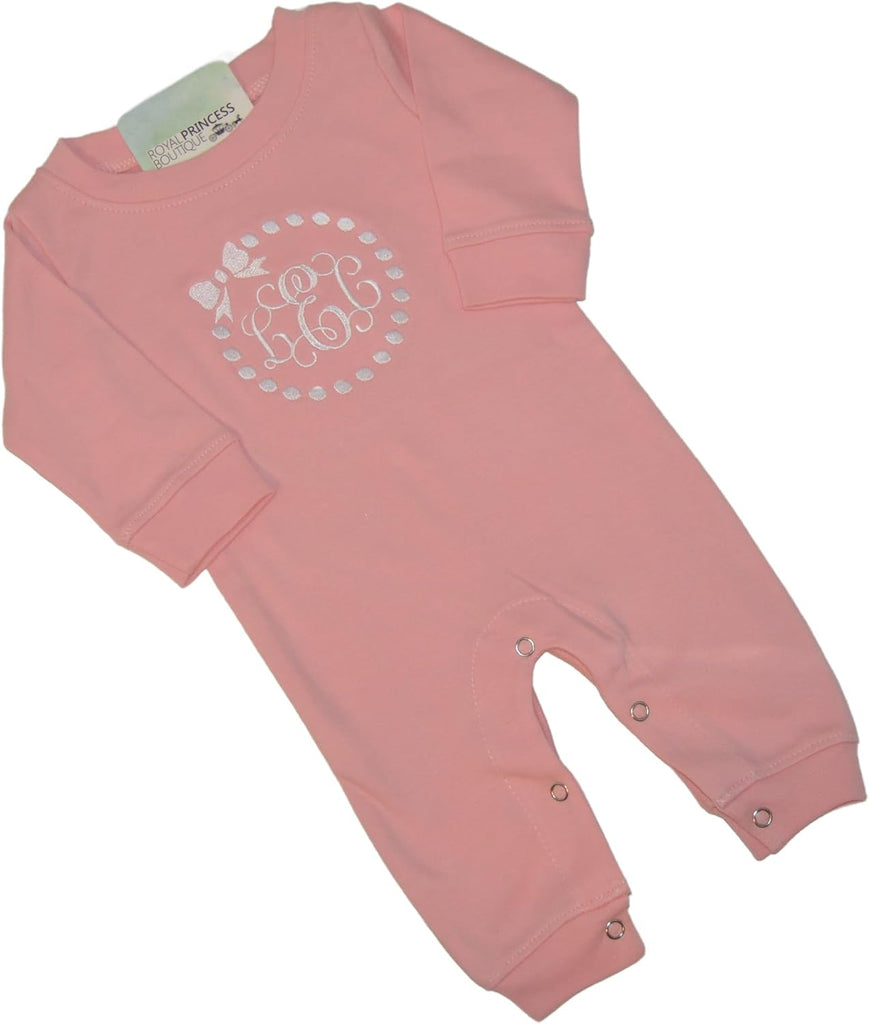 Newborn Baby Girl Gift Bundle Set 11 Pc Set, Romper Bodysuit Bloomers Bib and Burp Cloth - Pink and White Pearls