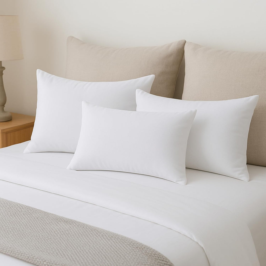 Hypoallergenic Lumbar Pillow Inserts 4 Pack, 12 × 20 Inches - Plush Polyester Throw Pillow Fillers for Sofas, Beds - Set of 4