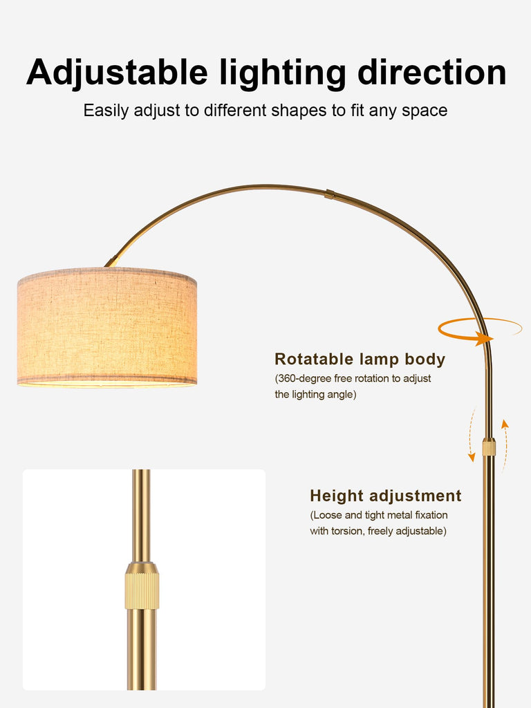 Arc Floor Lamp with Shelf, Remote‐Controlled Stepless Dimming & Tunable CCT