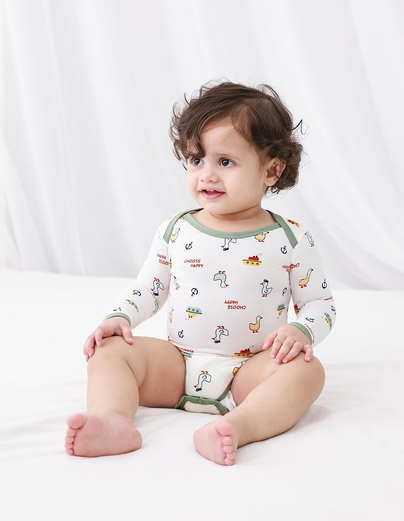 Baby Bamboo Viscose Long Sleeve Bodysuits Unisex Bodysuit
