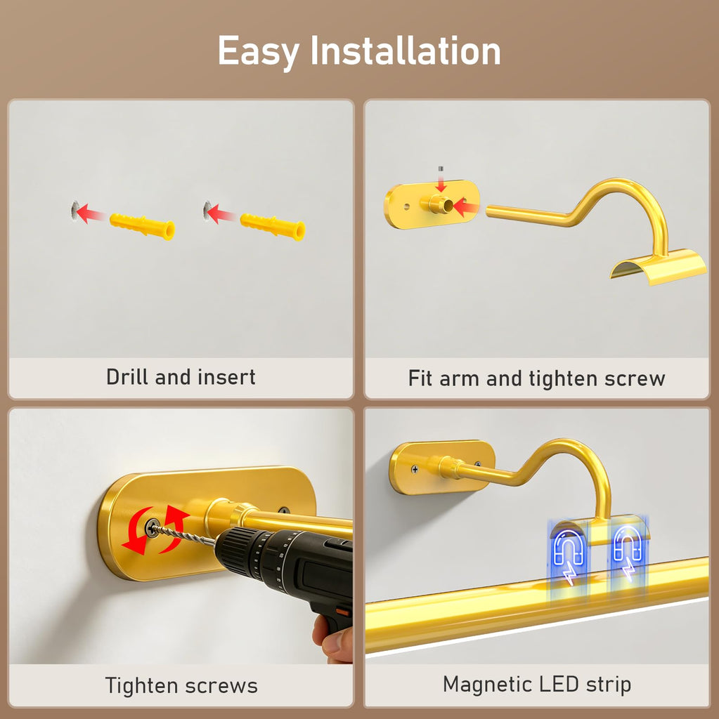 16" Wireless Picture Lights for Wall, Rechargeable Art Light, 2Pack
