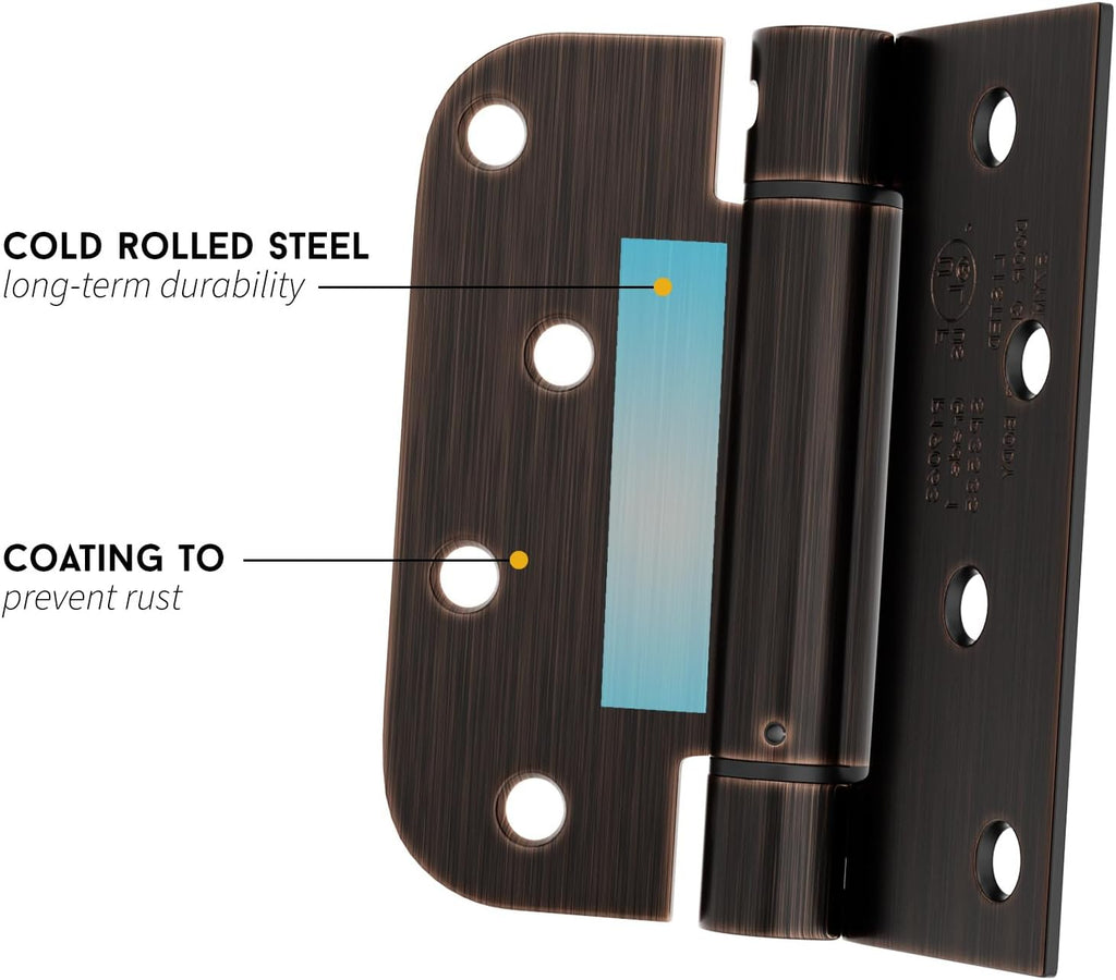 Door Hinges Self Closing Spring Door Hinge Residential & Heavy-Duty Door Hardware with Square & 5/8" Radius Corners 4
