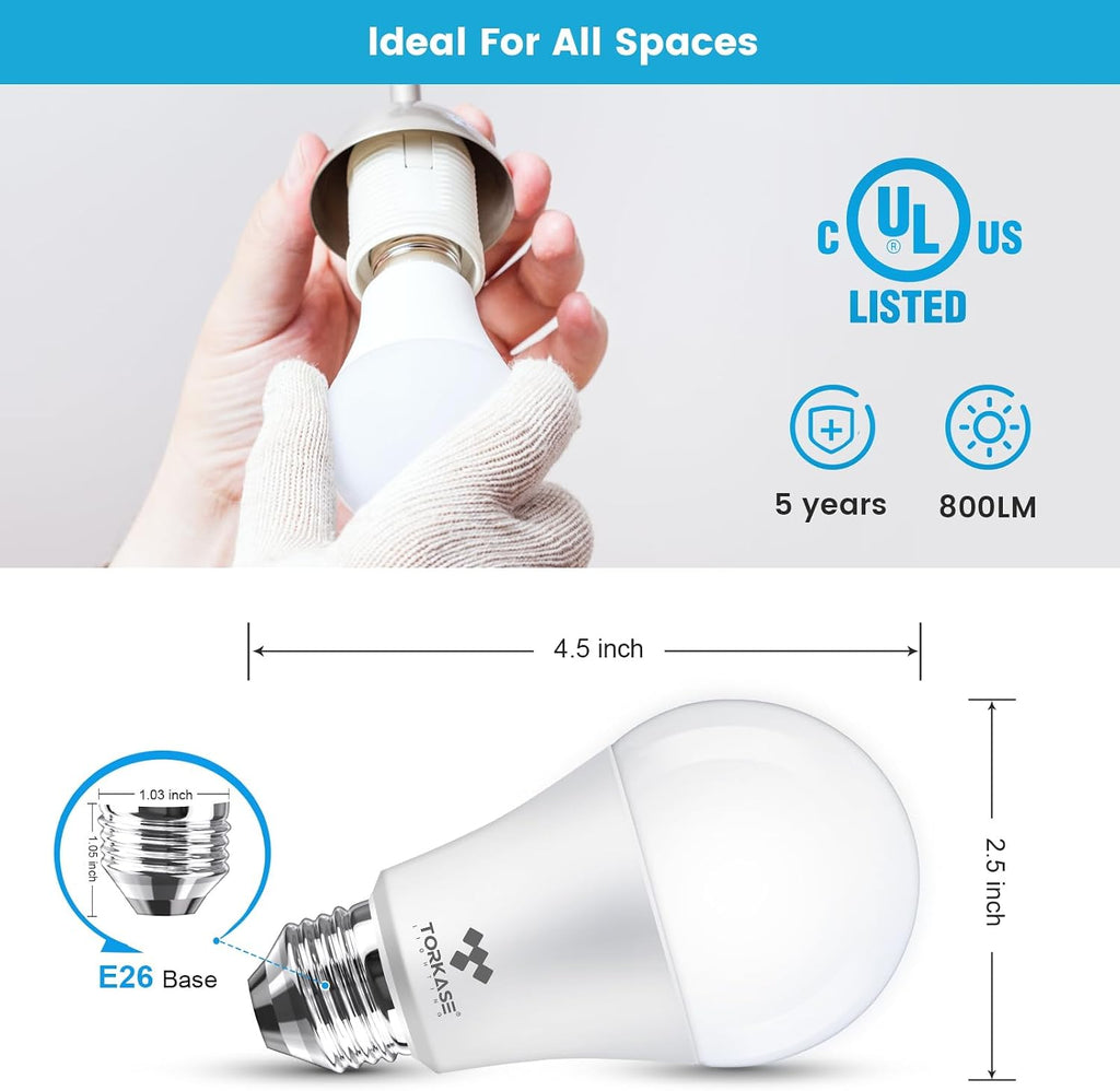 A19 LED Light Bulbs 100 Watt Equivalent, 13 Watt Bright Standard LED Bulbs Non-Dimmable,E26 Screw Base, 5000K Natural