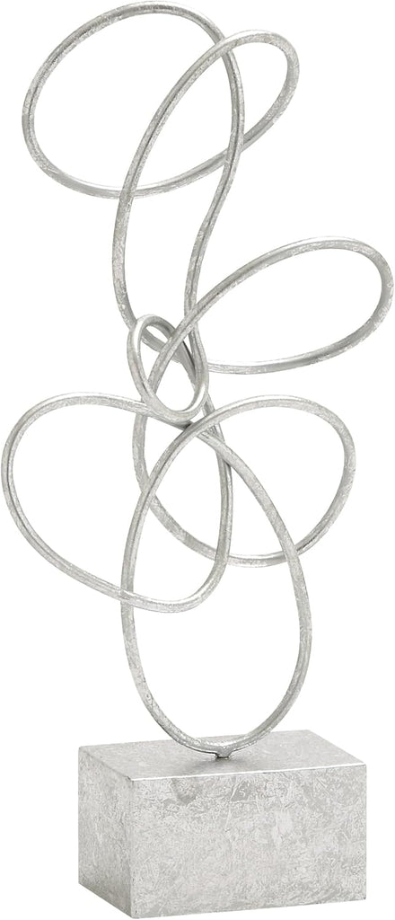 79 Metal Abstract Decorative Sculpture Swirl Home Decor Statue, Accent Figurine 10" x 4" x 22", Silver