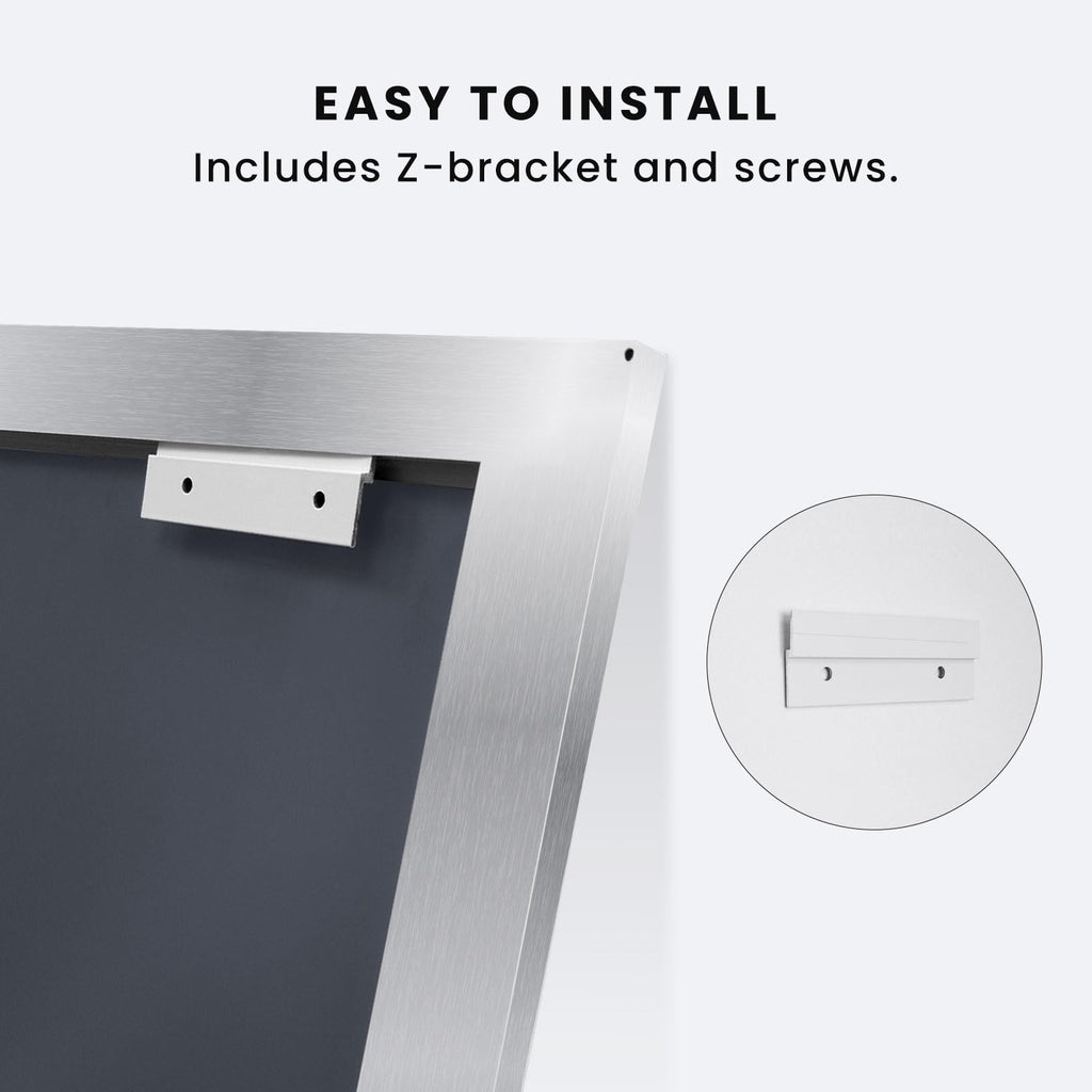 Bathroom Mirror for Wall 40x30 Inch, Brushed Silver Metal Framed
