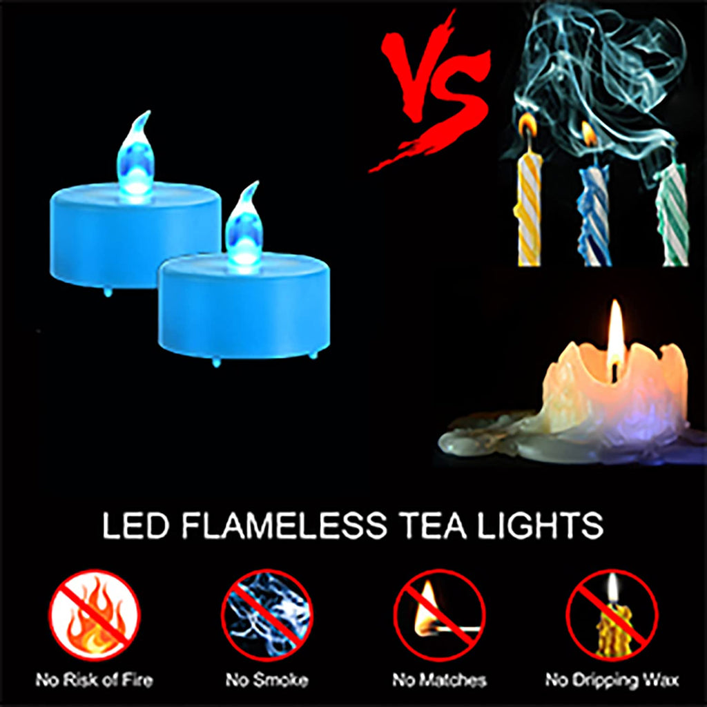 LED Tea Lights Battery Operated Flameless Candles Blue