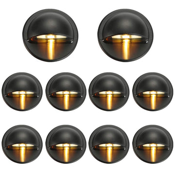 Pack of 10 Warm White Low Voltage LED Deck Lights kit Φ1.38 Outdoor Garden Yard Decoration Lamp Recessed Landscape