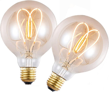 Decorative Light Bulb, G95 Vintage Globe Led Dimmable Hearts Edison Bulb,4W(40W Equivalent),2300K Warm Yellow