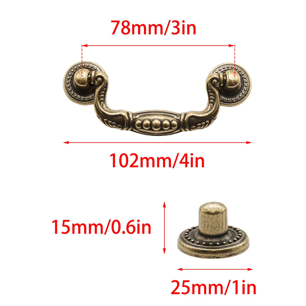 8 Pcs 3 Inch P02 Antique Brass(Gold) Cabinet Handle Drawer Pulls