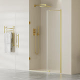 Frameless Pivot Glass Shower Door 48" W × 72" H, Pivot Swing Shower Door with 1/4" SGCC Tempered Glass, Brushed Gold