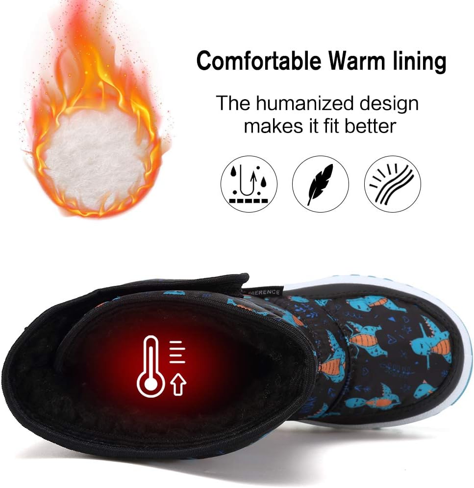 Boys Girls Winter Boots Waterproof Lightweight Kid Snow Boots with Fur Outdoor (Toddler/Little Kid/Big Kid)