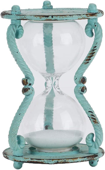 Rustic 6-Minute Hourglass Sand Timer, Vintage Distressed Sand Clock, Rustic Sand Watch with White Sand, Antique