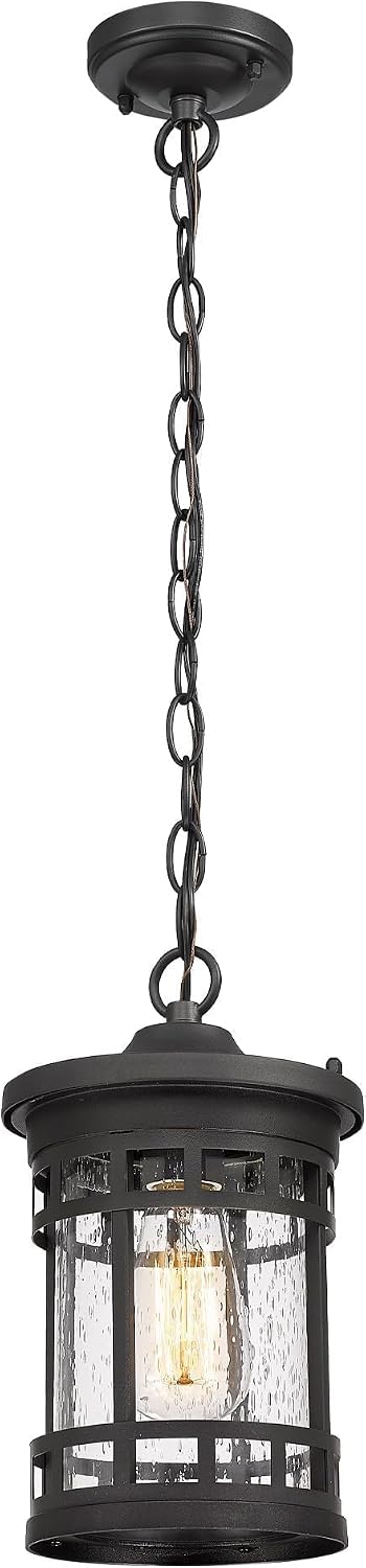 Outdoor Pendant Lantern - Anti-Rust Farmhouse Hanging Light Fixture