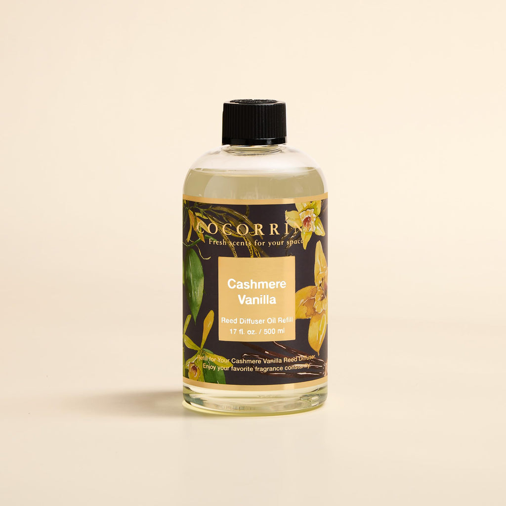 Reed Diffuser Refill Cashmere Vanilla 17oz (500ml) with 8 Rattan Sticks - Premium Long-Lasting Essential Oil, Home