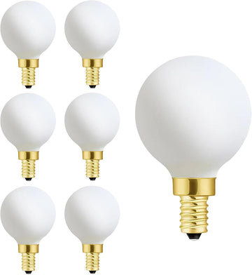 Frosted G16.5 globe light bulb,e12 Round Candelabra Bulb 60 watt,6W Chandelier Light Bulbs,Milky White Candelabra LED
