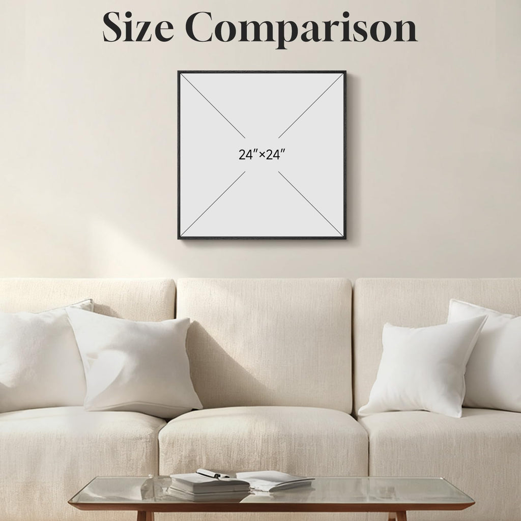 Framed Square Neutral Minimalist Abstract Wall Art, 24"x24"