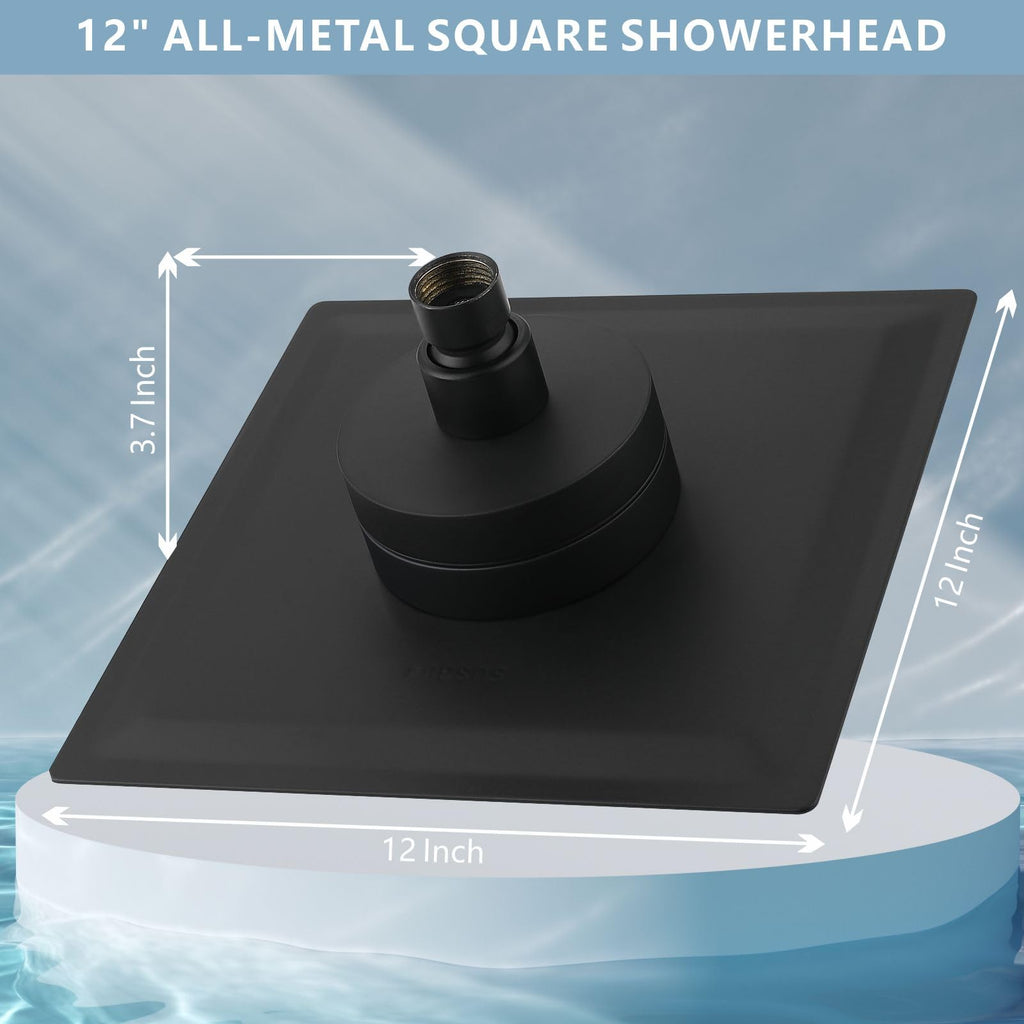 Large Rain Shower Head with Filtered - 12" All Metal Square Rainfall Showerhead Filter for Remove Chlorine and