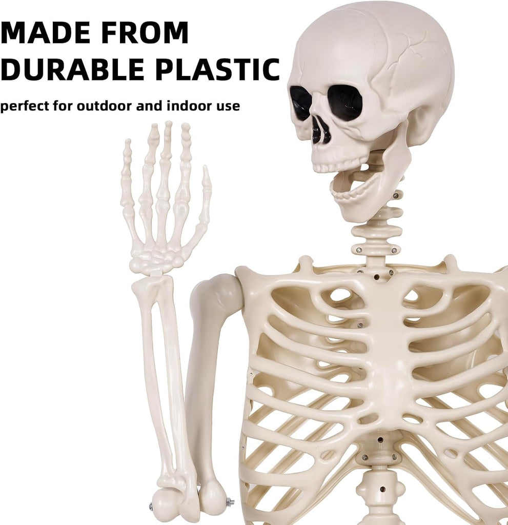 Halloween Skeletons Decorations - 5.4FT Life Size Posable Skeletons, Realistic Plastic Full Body Skeletons Yard Patio