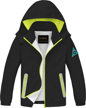 Boys Girls Waterproof Rain Jacket Lightweight Hooded Coat