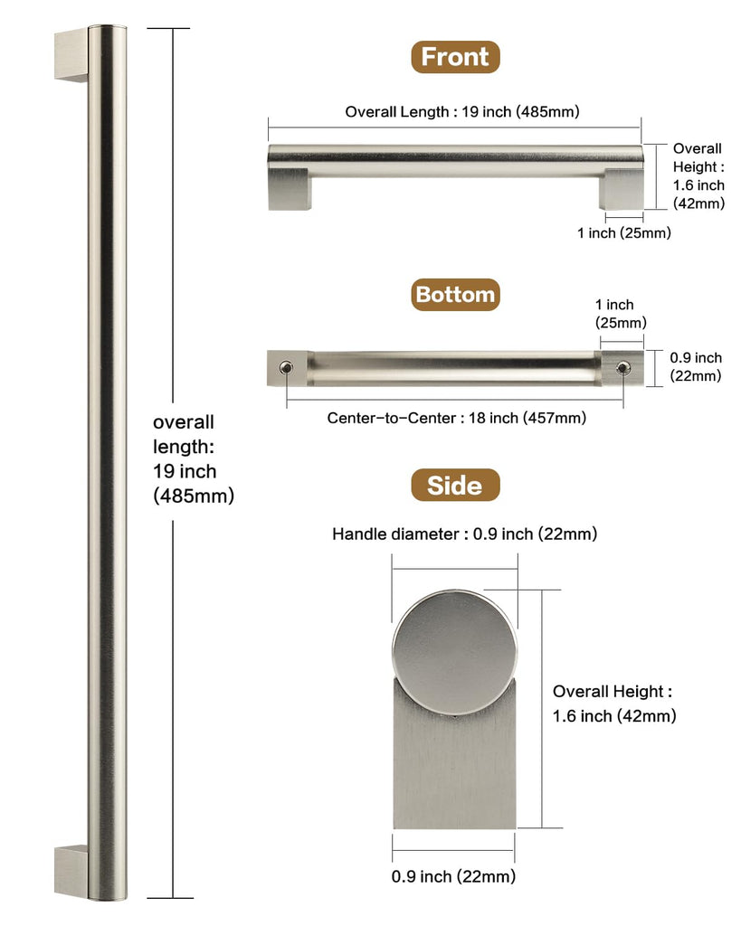 18 Inch Pulls Round Rod for Cabinet,Closet,Fridge, Basket Drawer, Oven Door