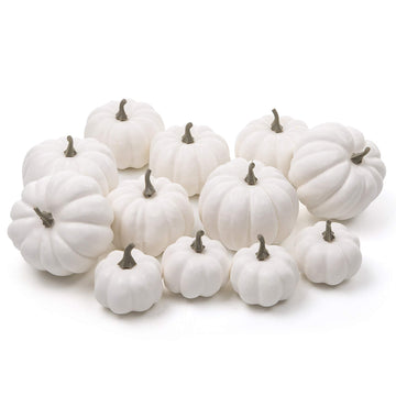 12 Pack Artificial Assorted Pumpkins, Mini Fake Pumpkins
