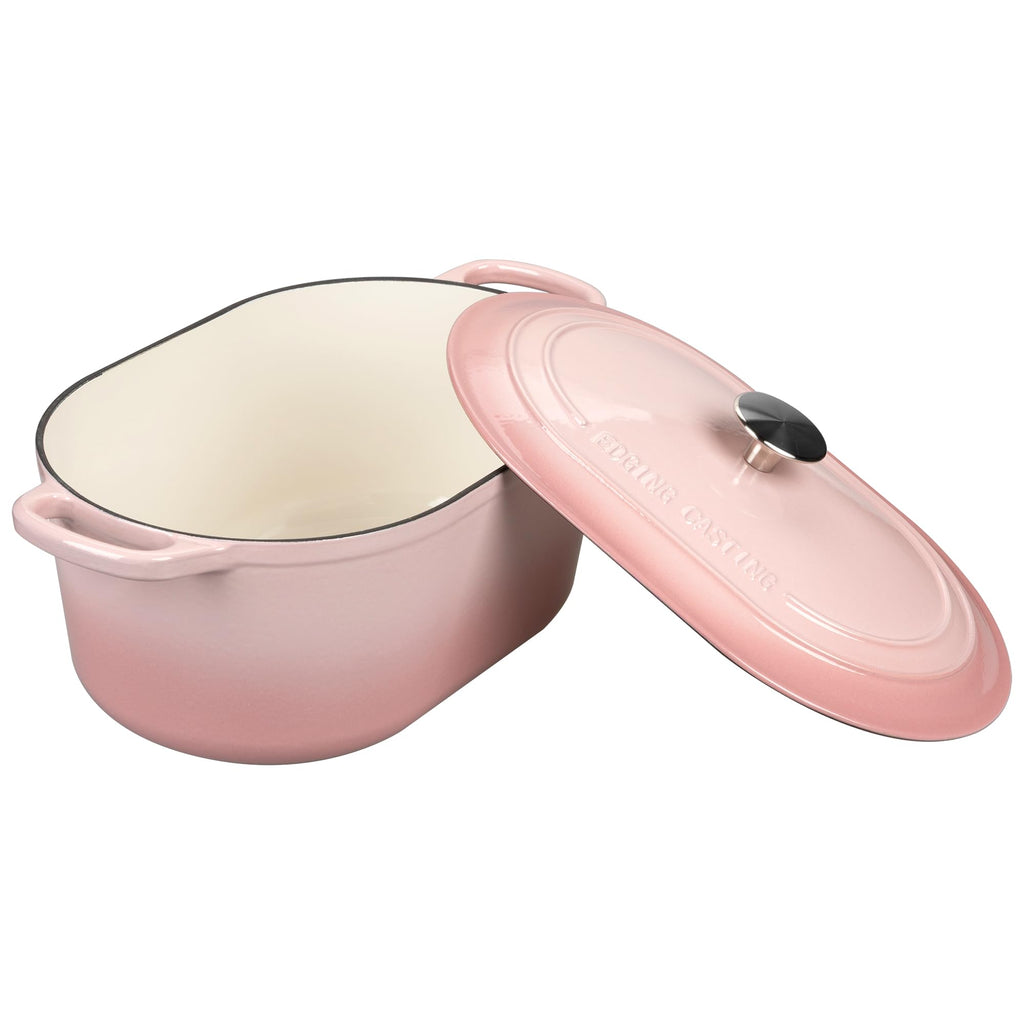 Enameled Cast Iron Oval Dutch Oven, 6QT, Pink