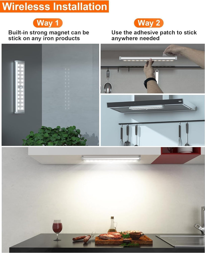 Under Cabinet Lighting Wireless, RGB LED Closet Lights, 4 Pack