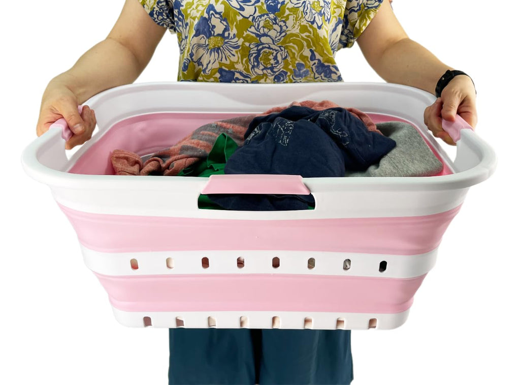 42 (11 Gallons) Collapsible Plastic Laundry Basket, Foldable Pop Up Storage Container/Organizer, Space Saving Hamper