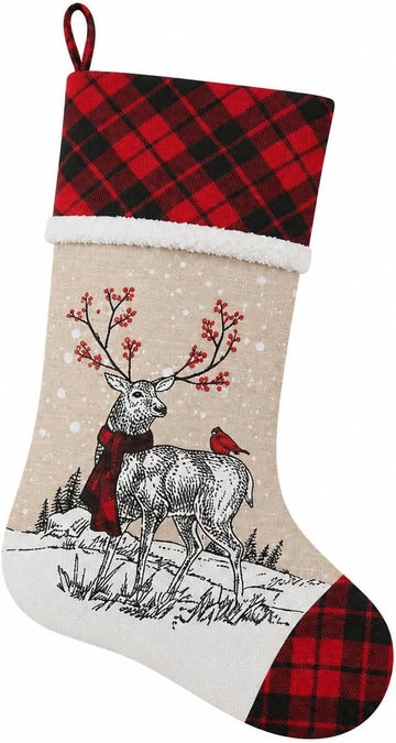 20 Inch Reindeer Christmas Stocking, Deer Stocking