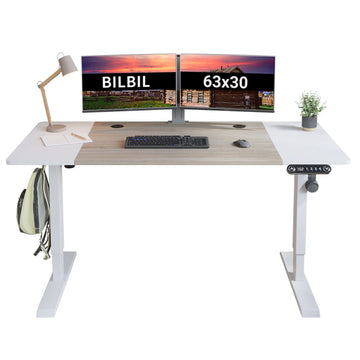 63 x 30 Inches Electric Standing Desk, Height Adjustable Sit Stand Table with Splice Board, Stand up Home Office