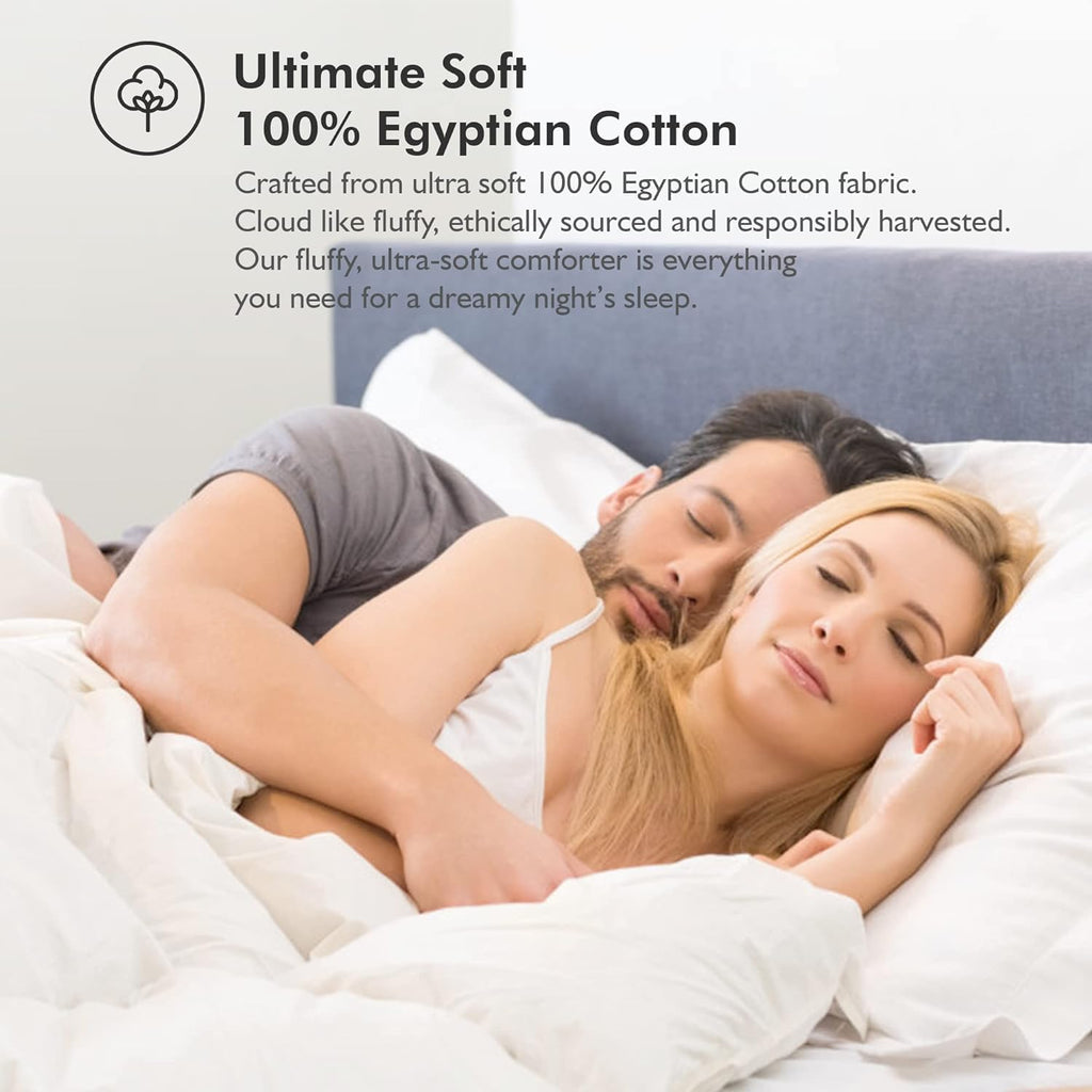 Luxurious Full/Queen Goose Down Comforter, Unique White Solid, 600 Thread Count, 100% Egyptian Cotto