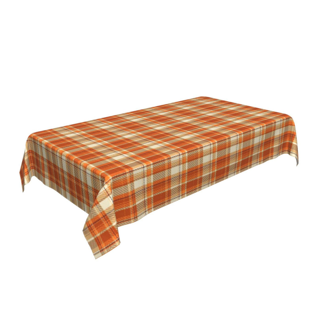 Checkered Fall Tablecloth Rectangle 60x104 Inch, Burnt Orange Retro Plaid Table Cloth, Stain Resistance Polyester