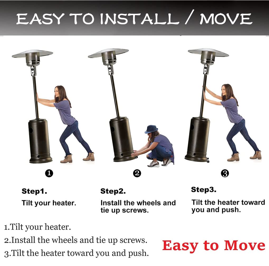 Universal Patio Heater Wheel Kit-Easy to Move/Install-Gas Patio Heater Replacement Universal Movable Wheel, Patio