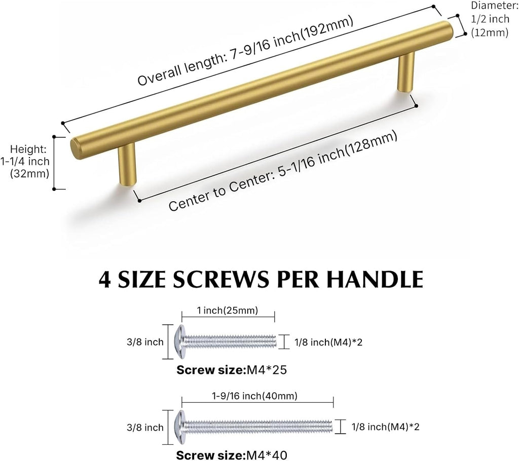 30 Pack 5 Inch Gold Cabinet Handles Kitchen Cabinet Handles for Drawer Pulls Brushed Gold Pulls Stainless Steel Modern