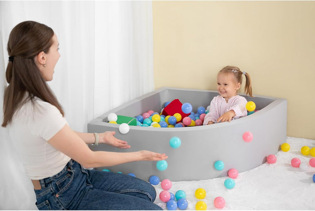 Ball Pit Grey,Sector Foam Ball Pits for Toddlers,Ball Pit Pool Playpen Foldable & Portable Soft Ball Pool 35.4"x 11.8"