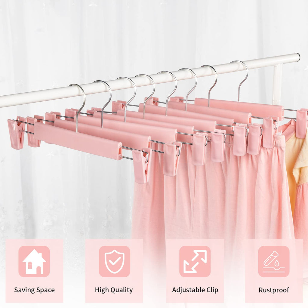 Pants Hangers with Clips, Skirt Hangers, 30 Pack, Pink