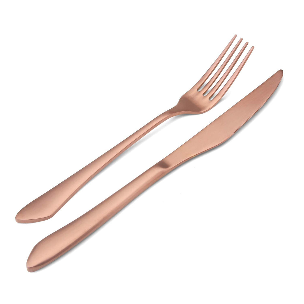Matte Rose Gold Silverware Set, 20-Piece Stainless Steel Flatware Set, Kitchen Utensil Set Service for 4, Satin