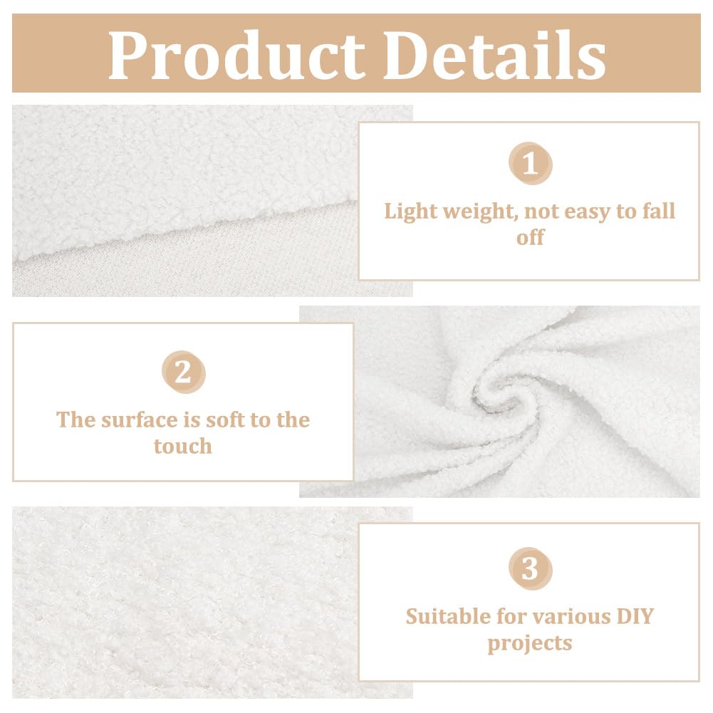 1 Yards Teddy Bears Fabric for Stuffed Animals 63inches Wide White Knitted Teddy Plush Fabric Polyester Plush Fabric