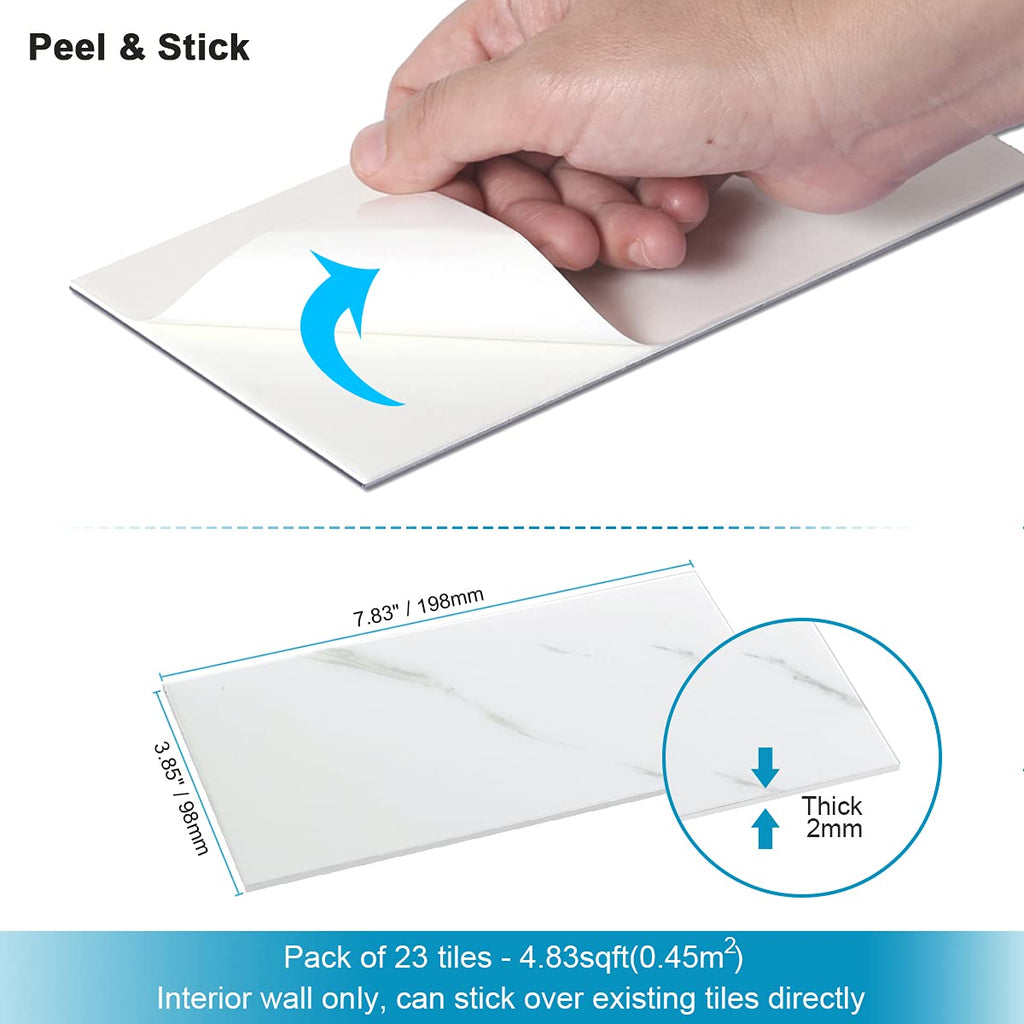 Peel and Stick Tile Backsplash Bathroom Fishbelly White 23pcs