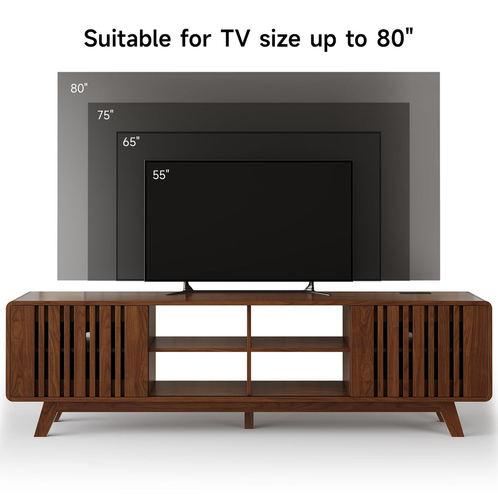 70" TV Stand for TV Up to 85", Mid-Century Modern Television Stand