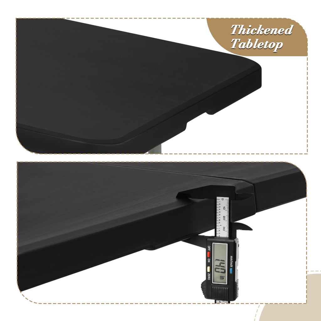 8ft Folding Table Plastic Fold-in-Half Table, Black